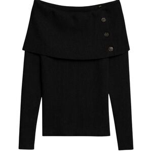 Banana Republic Black Off-Shoulder Sweater Size Large